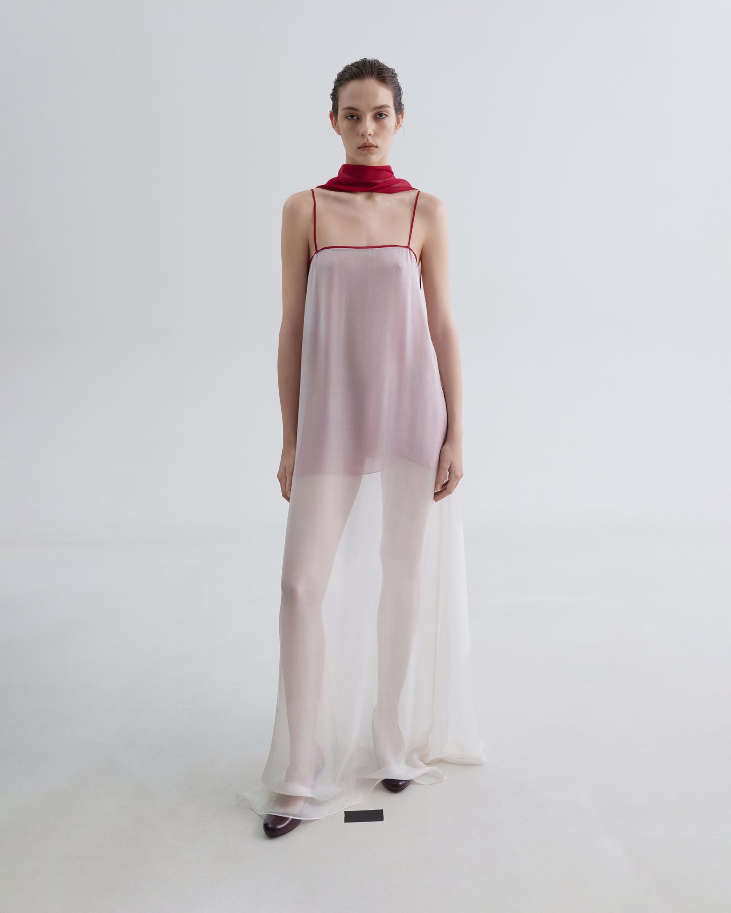 Red-line White Silk Dress