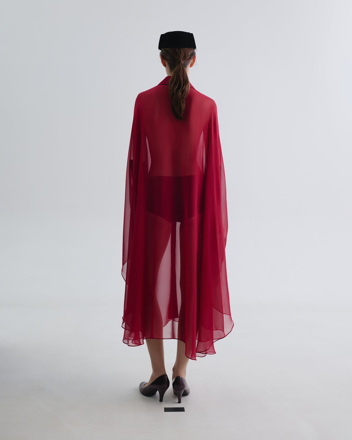 Red Silk Cape with Collar