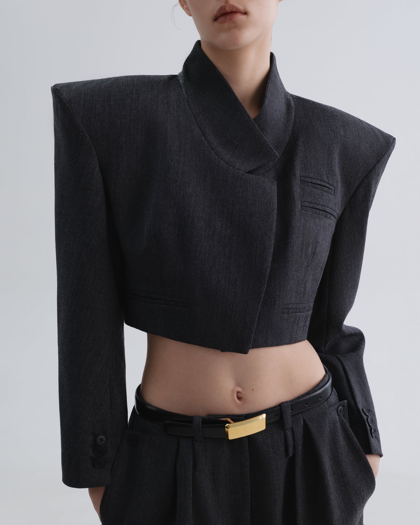 Raised-collar Grey Jacket