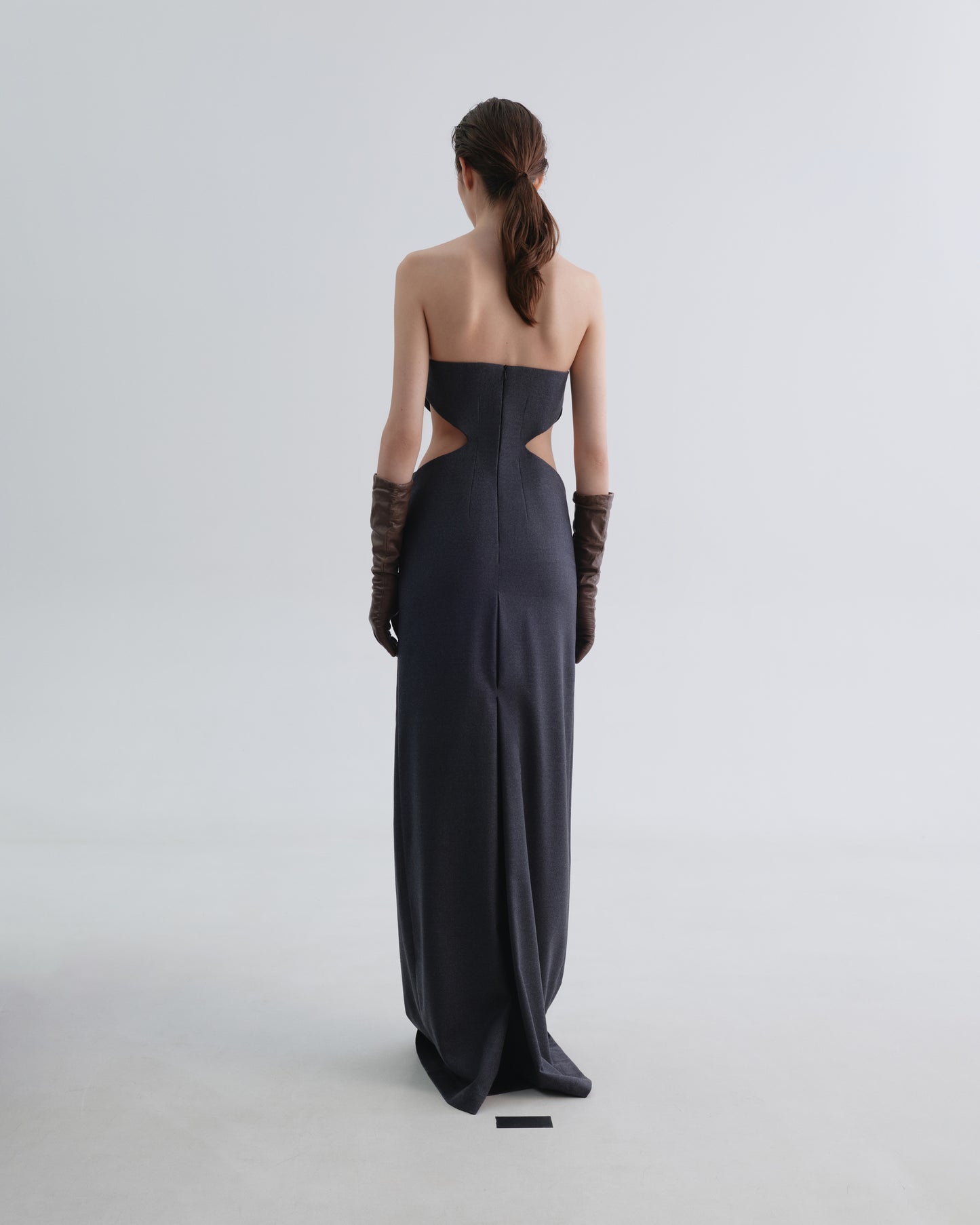 Grey Dress with Curly Waist Cutouts