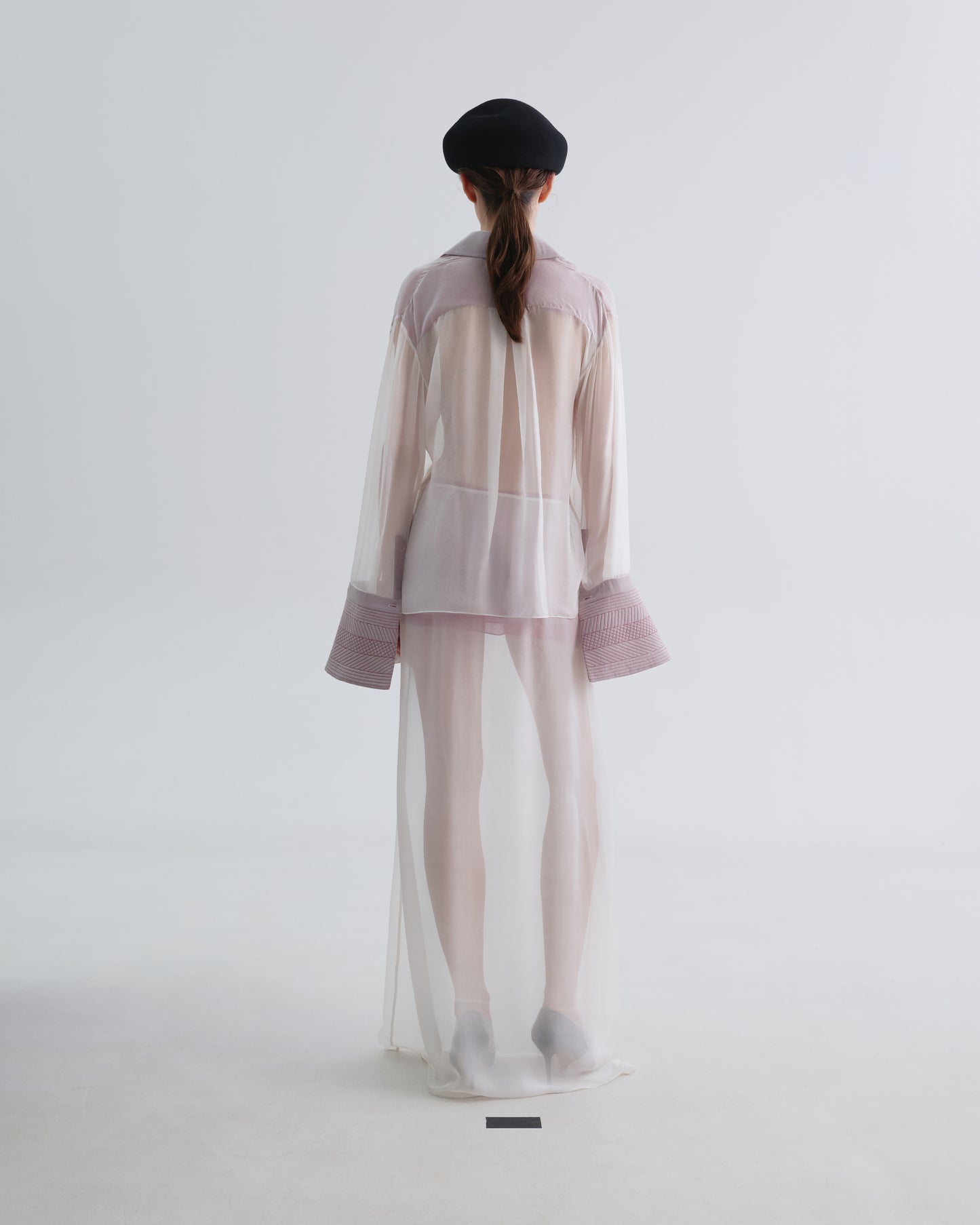 Red-line White Silk Skirt