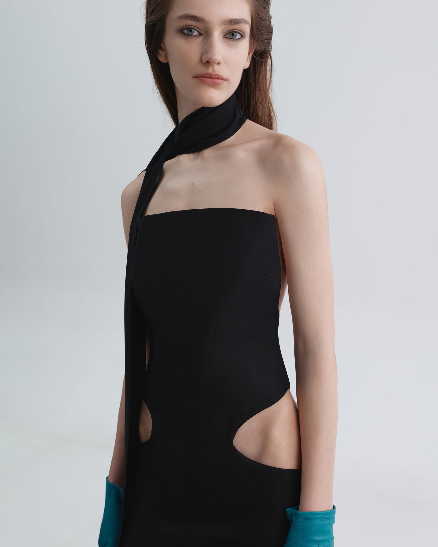 Open-hipbones Long Black Dress