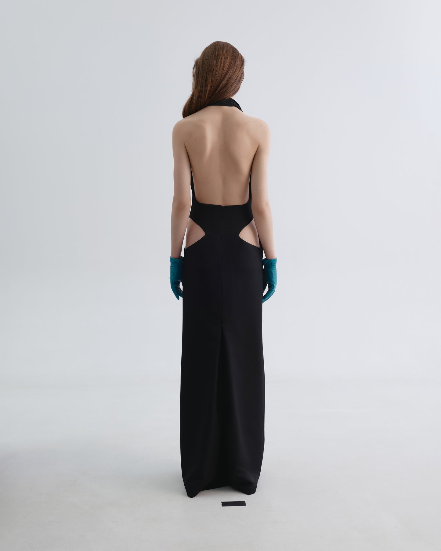 Open-hipbones Long Black Dress