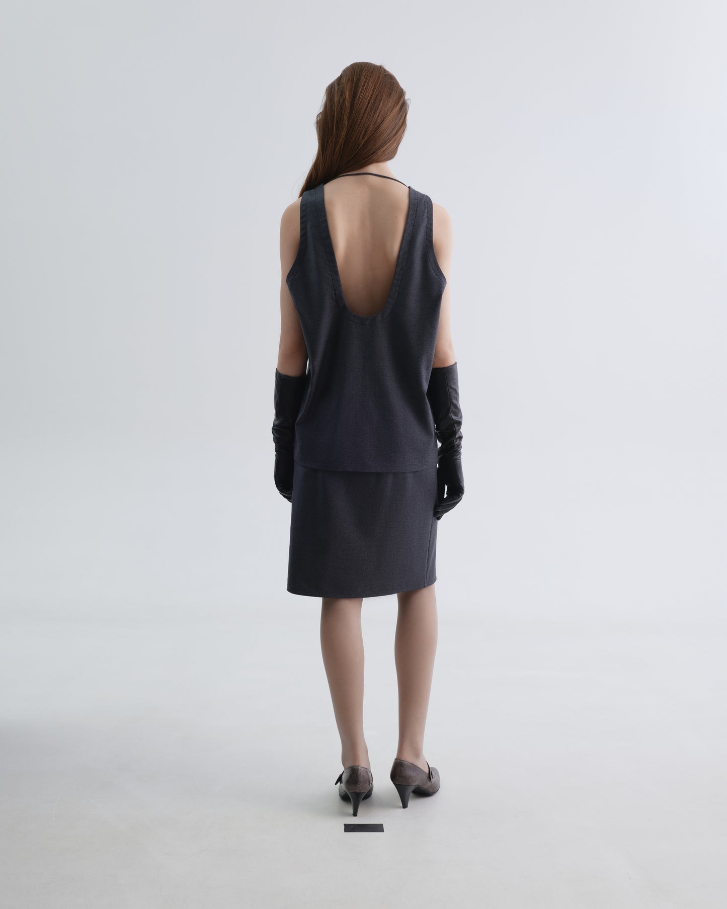 Grey Tank top with Deep Neckline