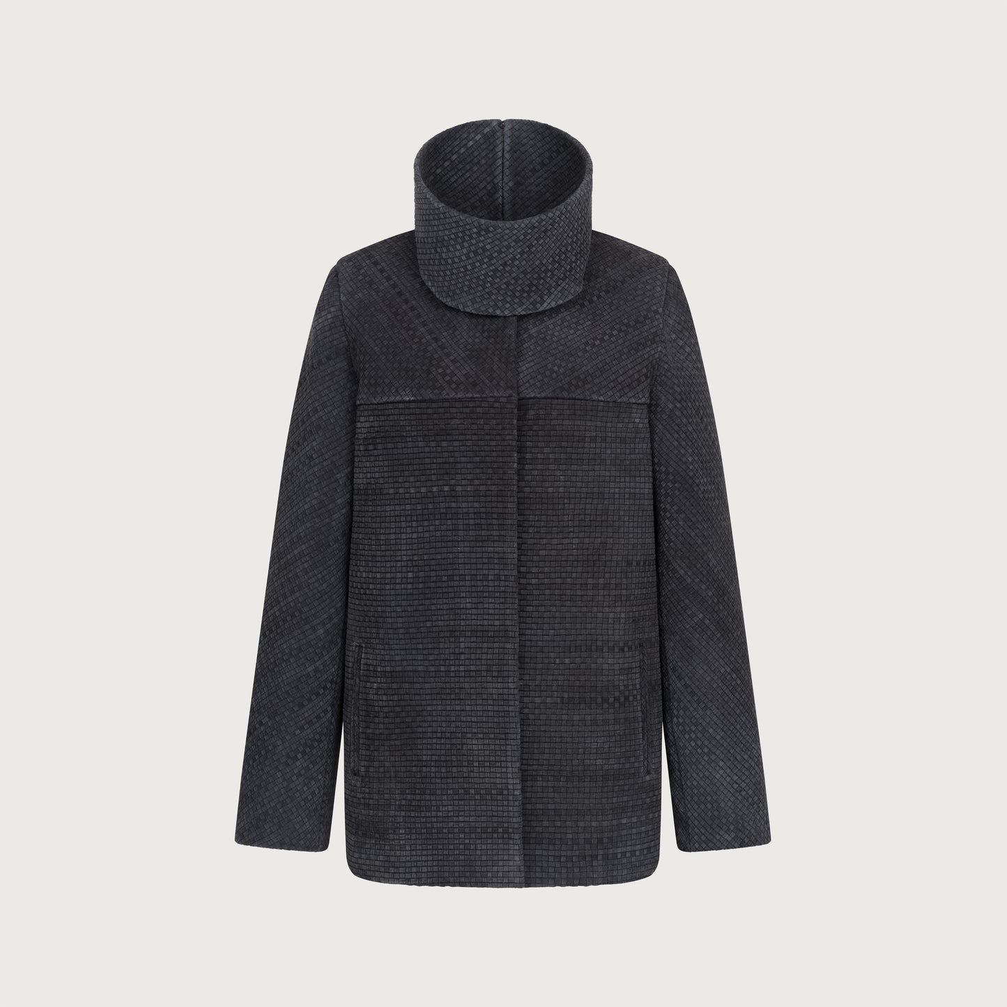 L’Armadillo Gray braided leather jacket