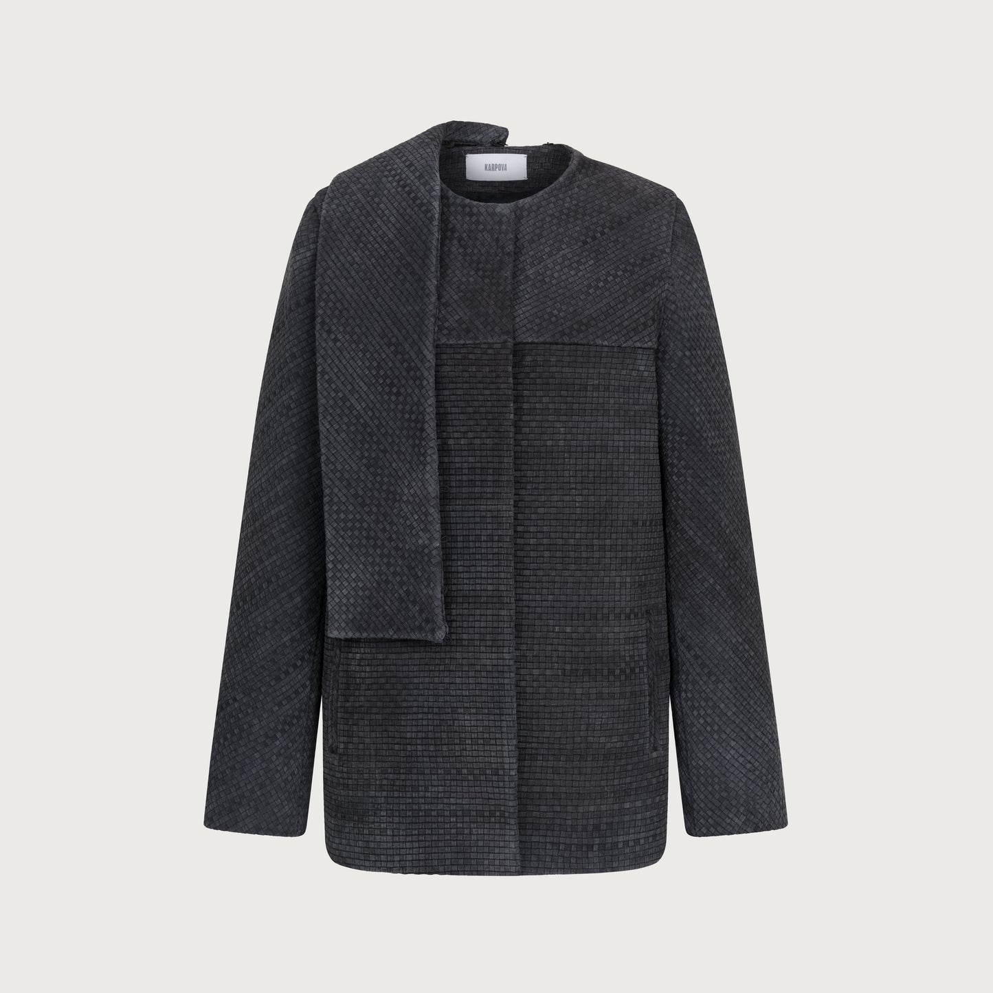 L’Armadillo Gray braided leather jacket