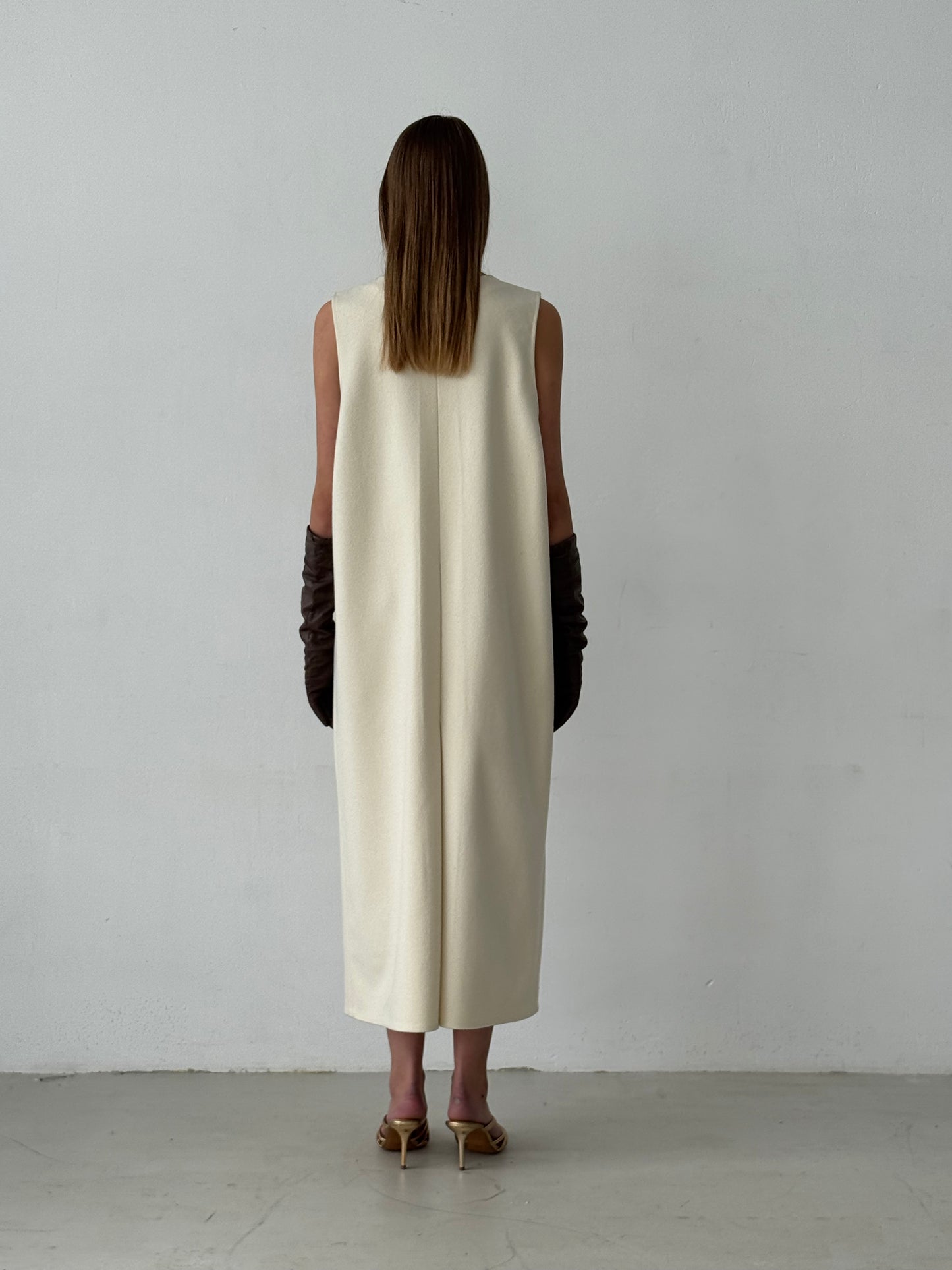 Long Woolen White Dress