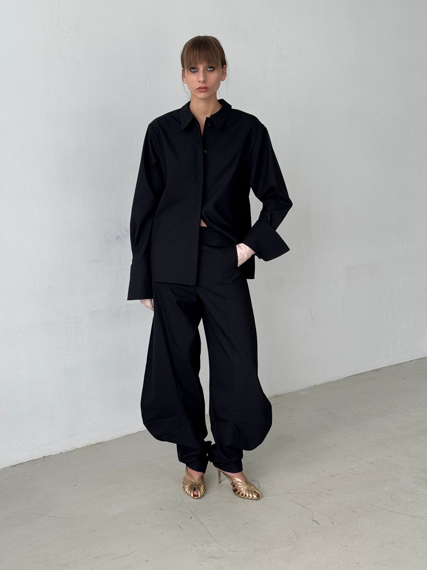 Black Shirt with handmade stitching