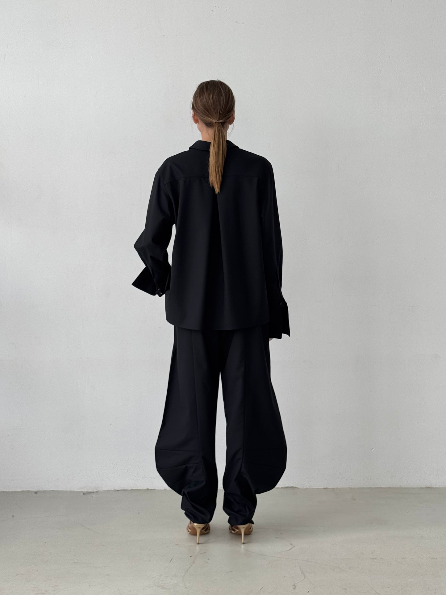 Black Shirt with handmade stitching