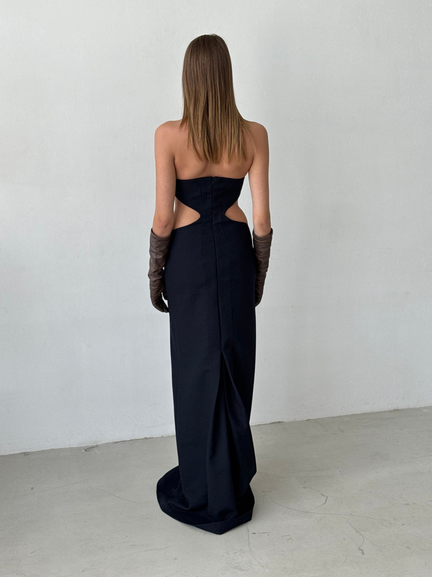 Blue Dress with Curly Waist Cutouts