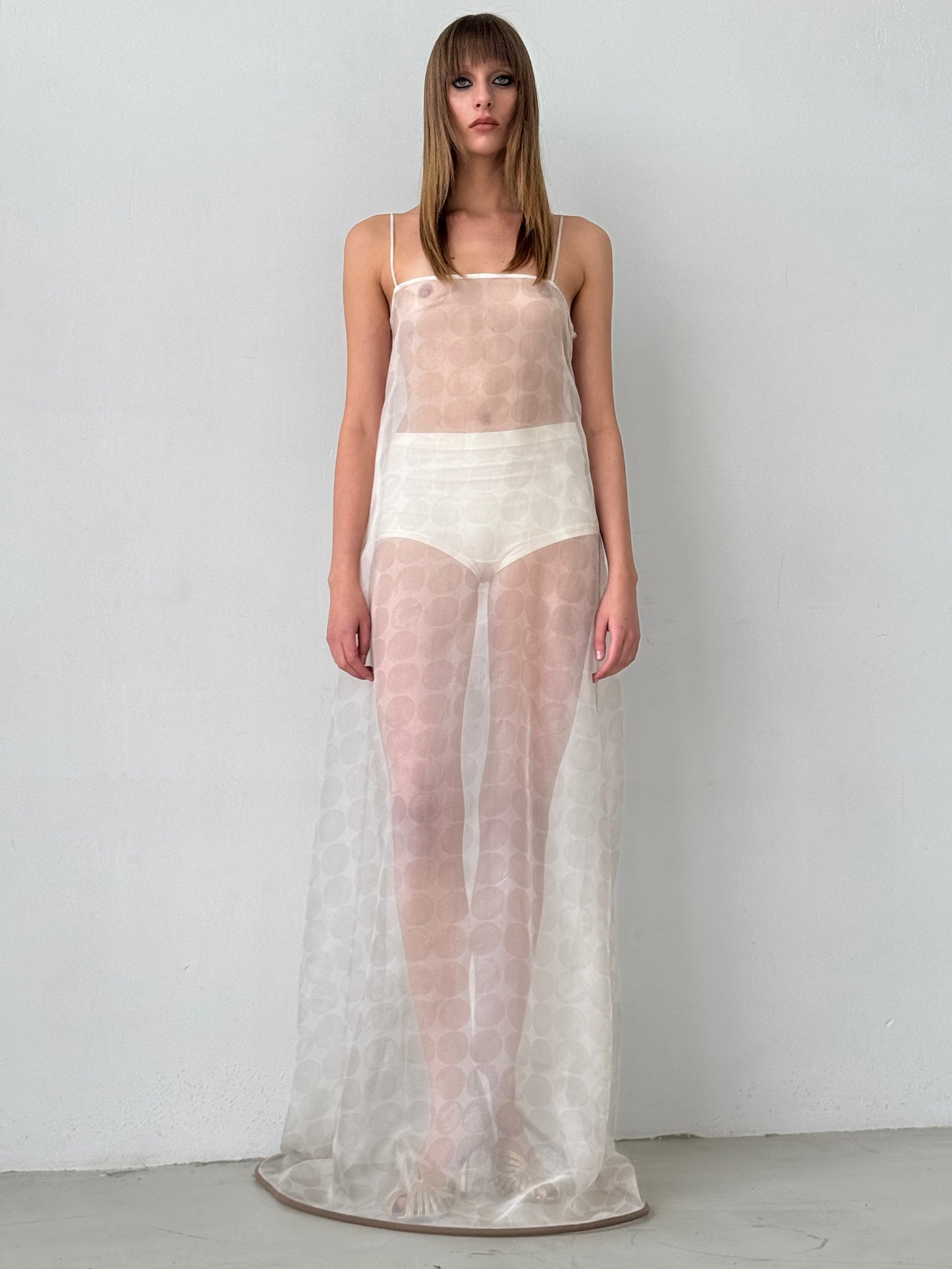 See-through twisted dotted Dress