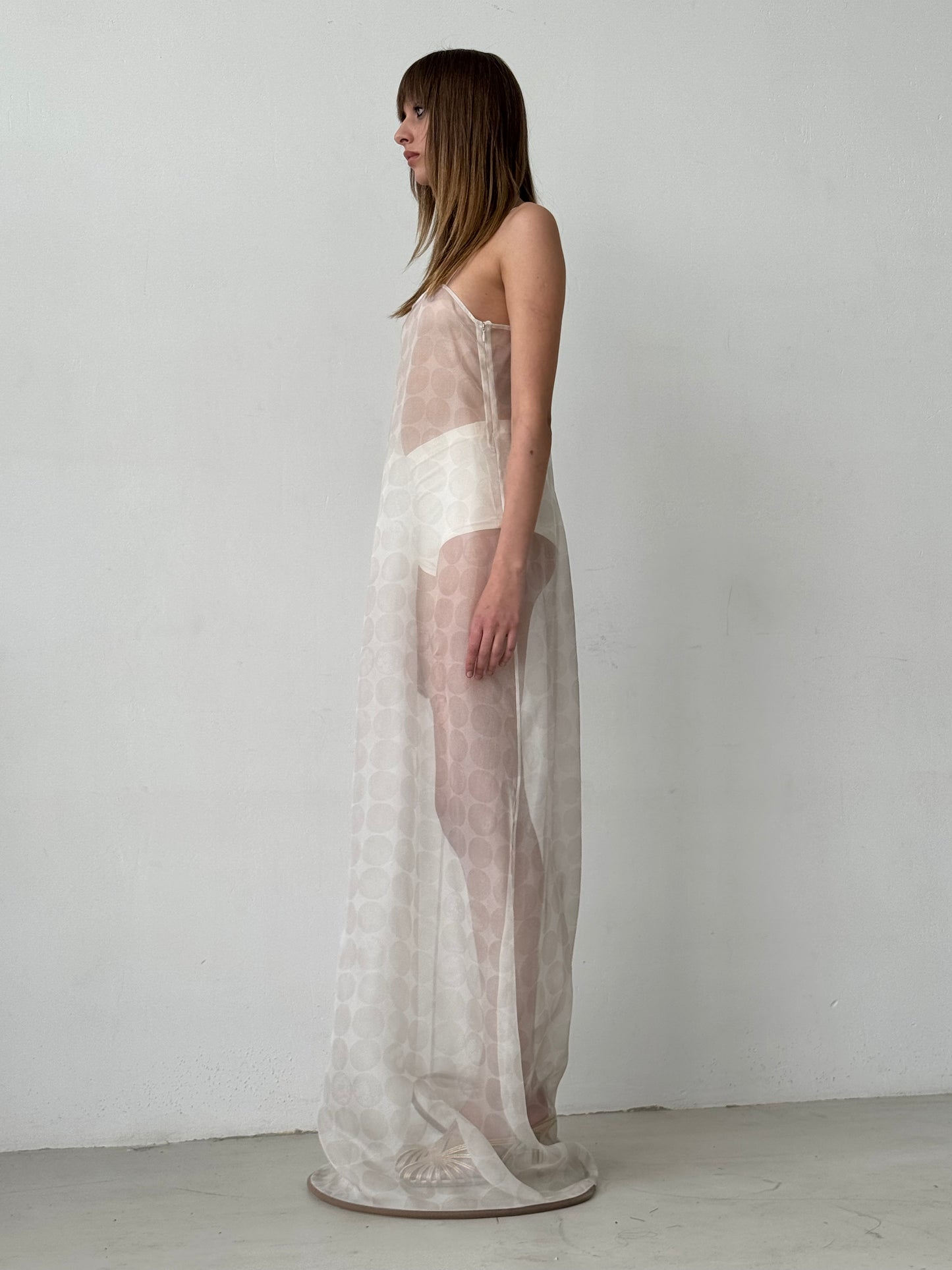 See-through twisted dotted Dress