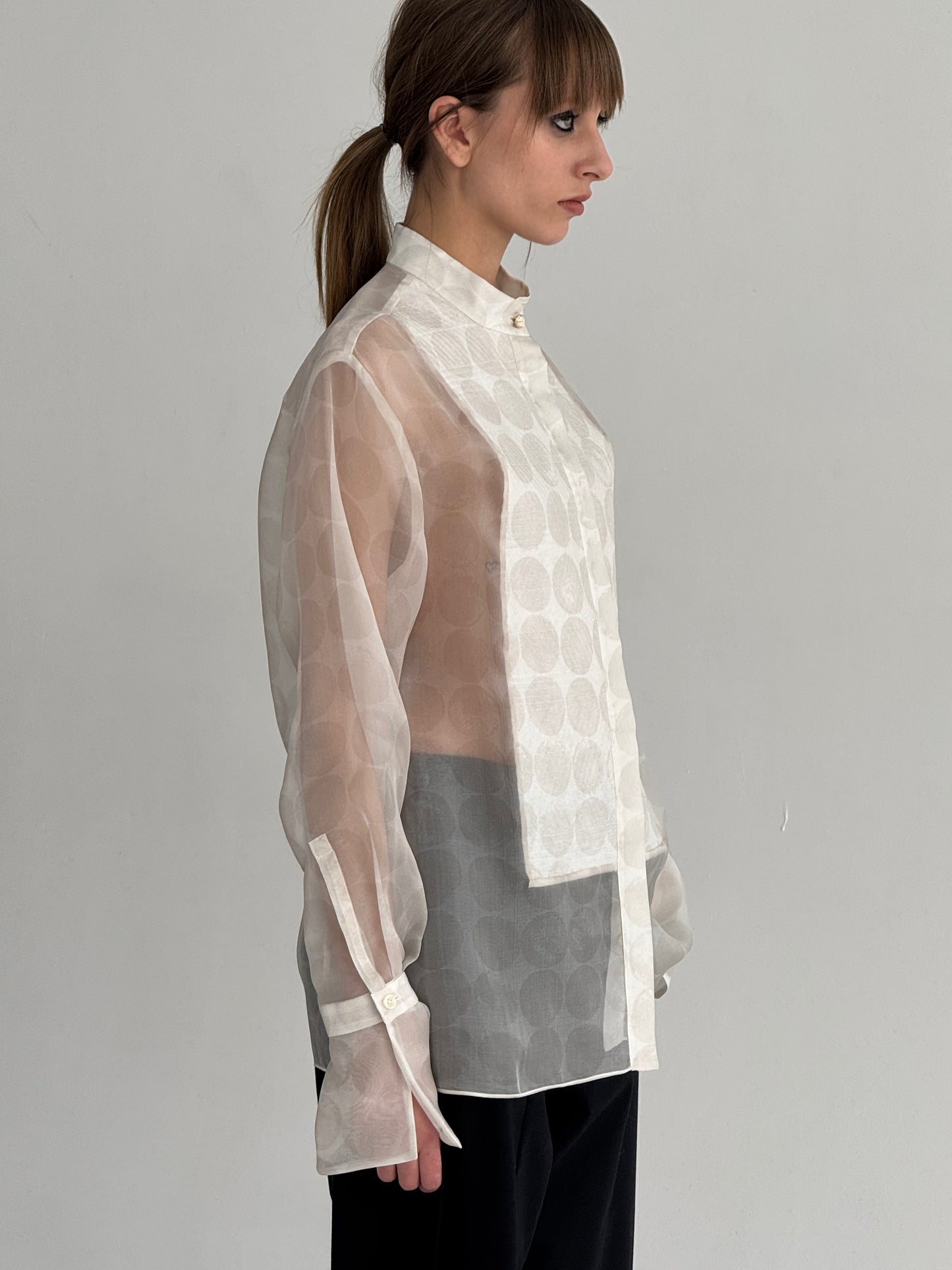 See-through embroidered dotted Shirt