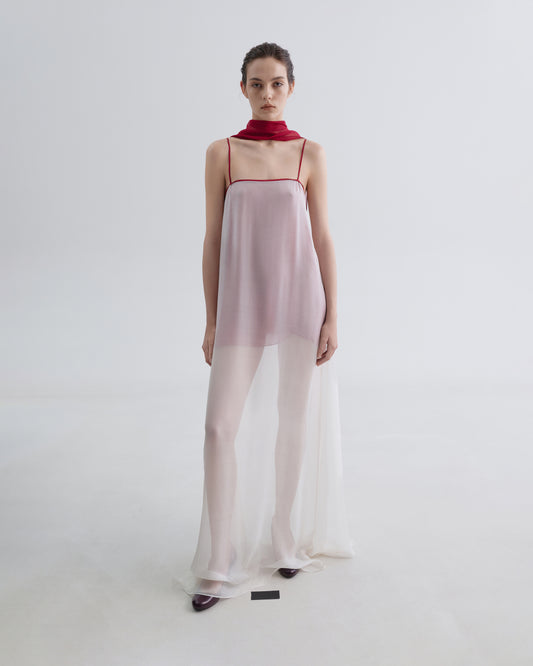 Red-line White Silk Dress
