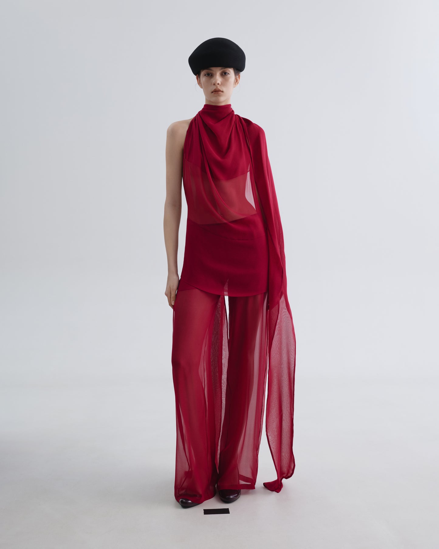Black-line Red Silk Pants