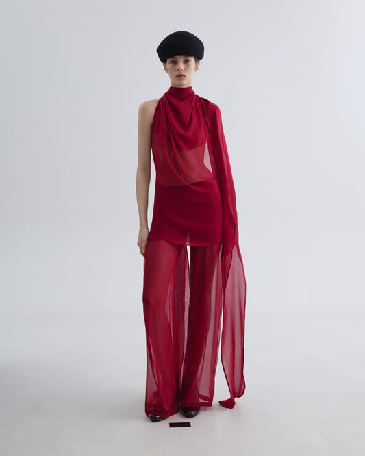 Black-line Red Silk Pants