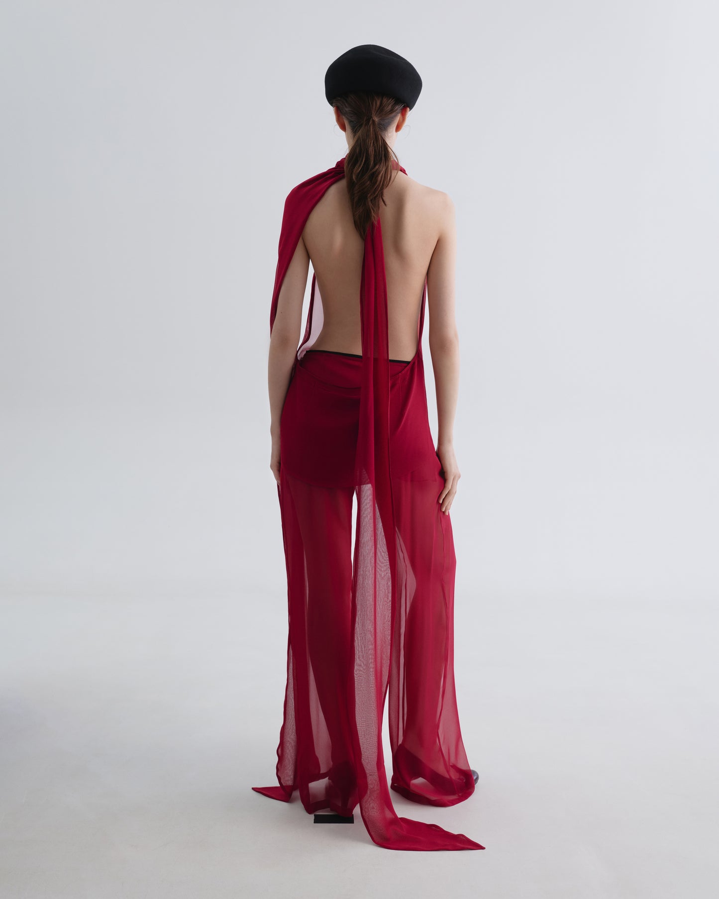 Black-line Red Silk Pants