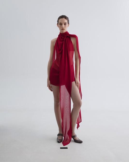 Red mini Dress with Long Ties