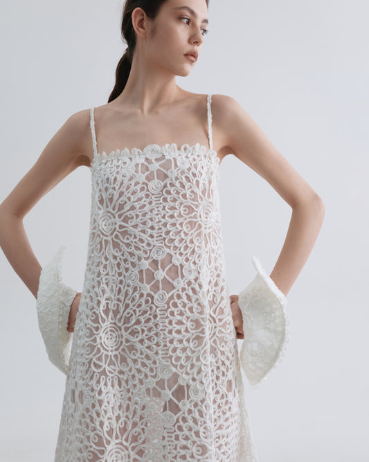 White Cuffs with Knitted 3D Appliques