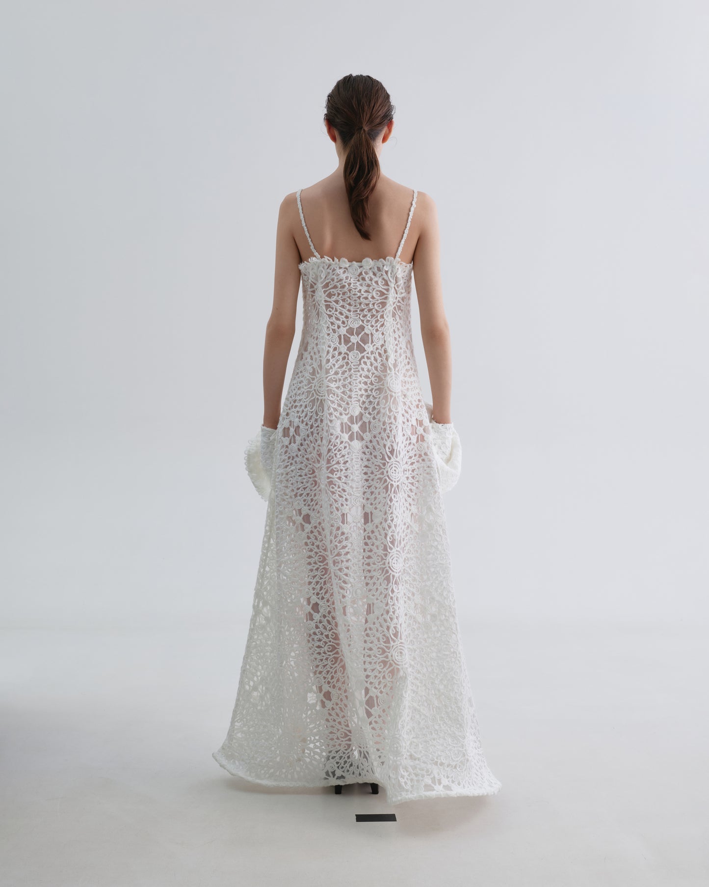Twisted Dress with Knitted Appliqués