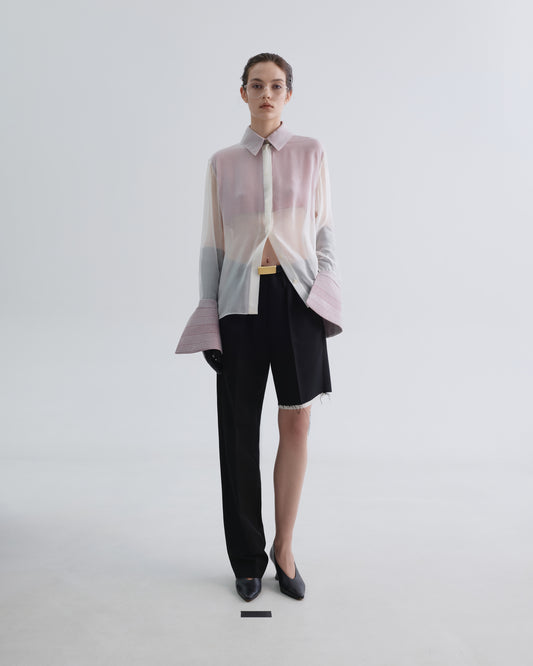 Open-knee Lowrise Black Pants