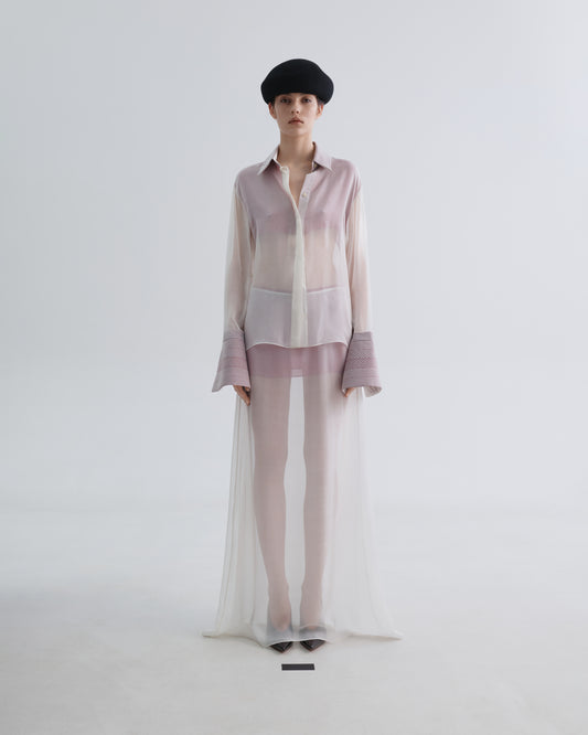 Red-line White Silk Skirt
