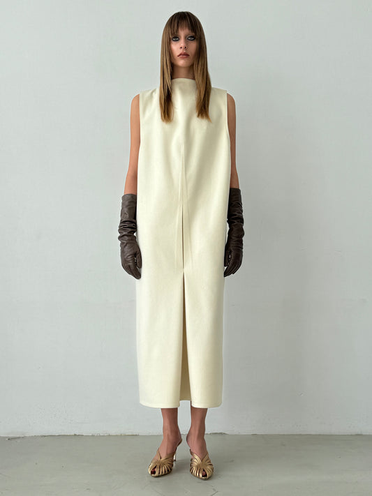 Long Woolen White Dress