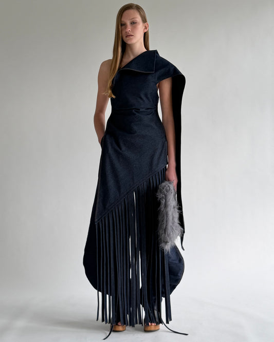 Jeans Apron with sewn ropes