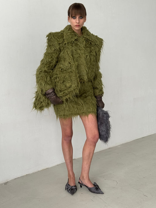 Grinch Fluffy mini Skirt