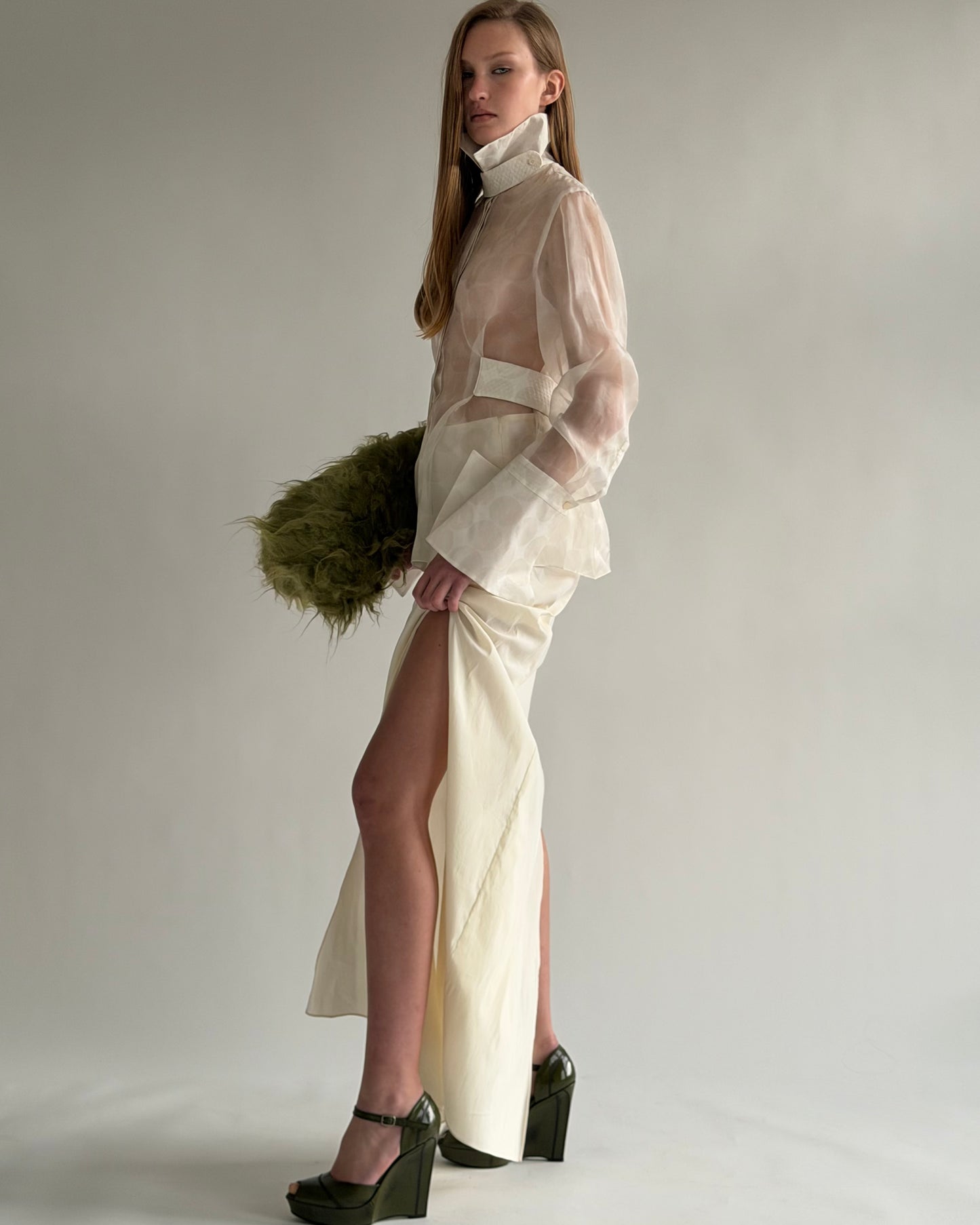 White skirt with side cuts