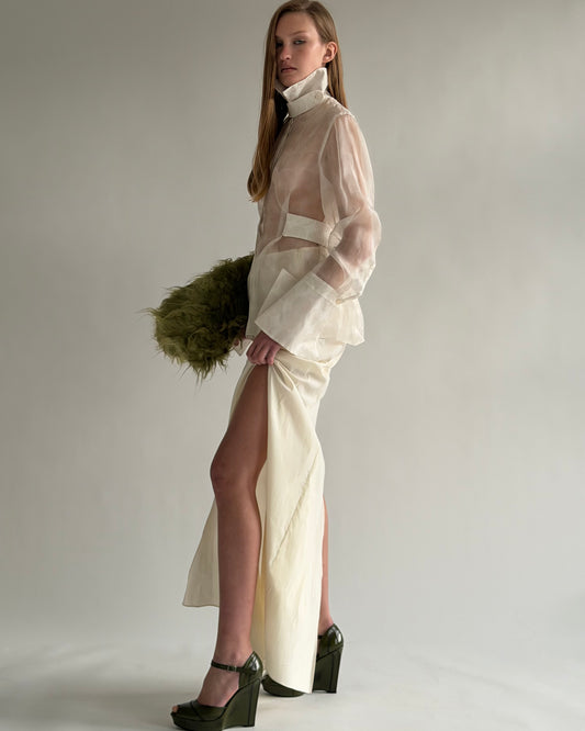 White skirt with side cuts