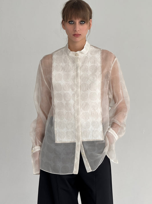 See-through embroidered dotted Shirt